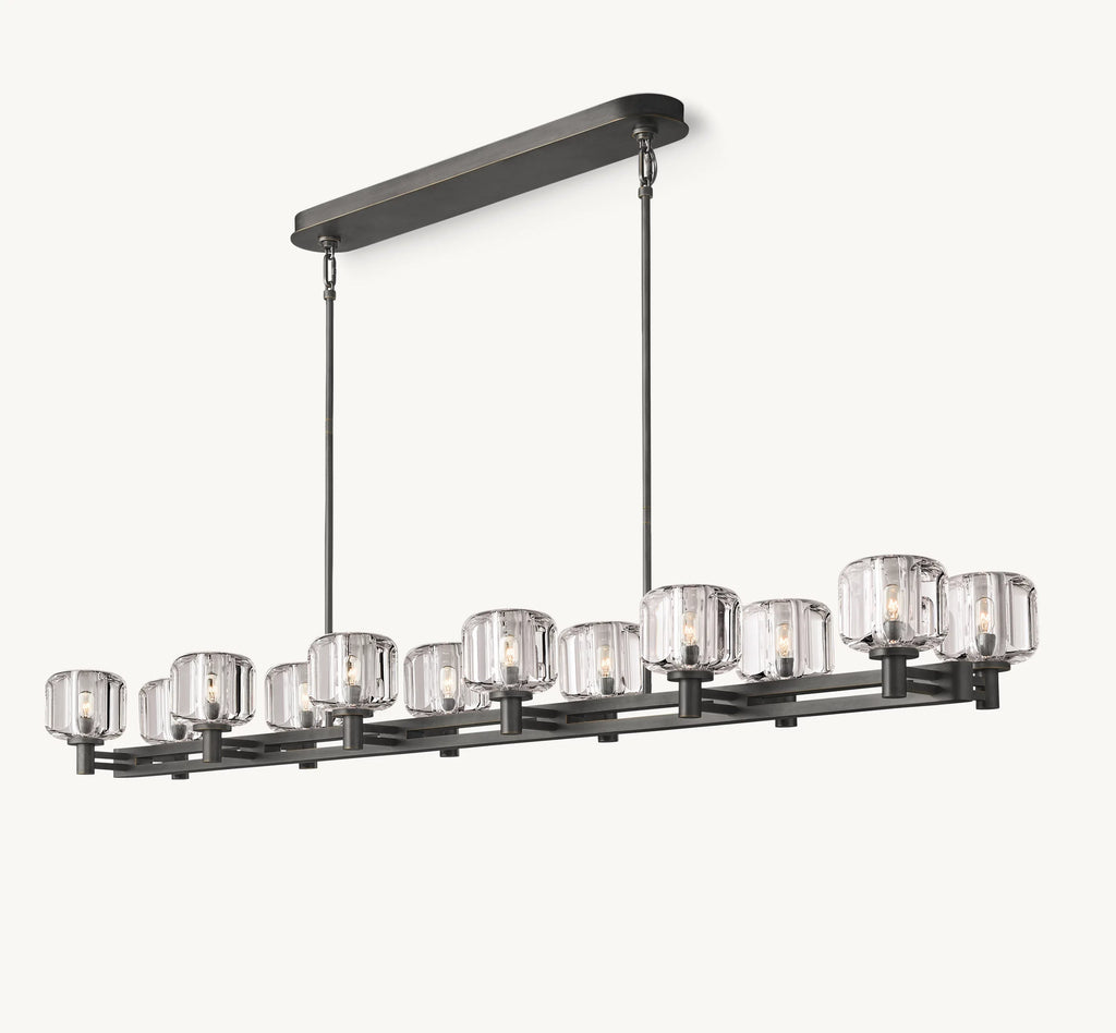 72 Inch Crystal Double Linear Candle Chandelier - Demaret