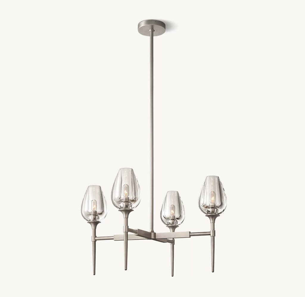 27 Inch Torchiere Crystal Arm Chandelier - Tulip
