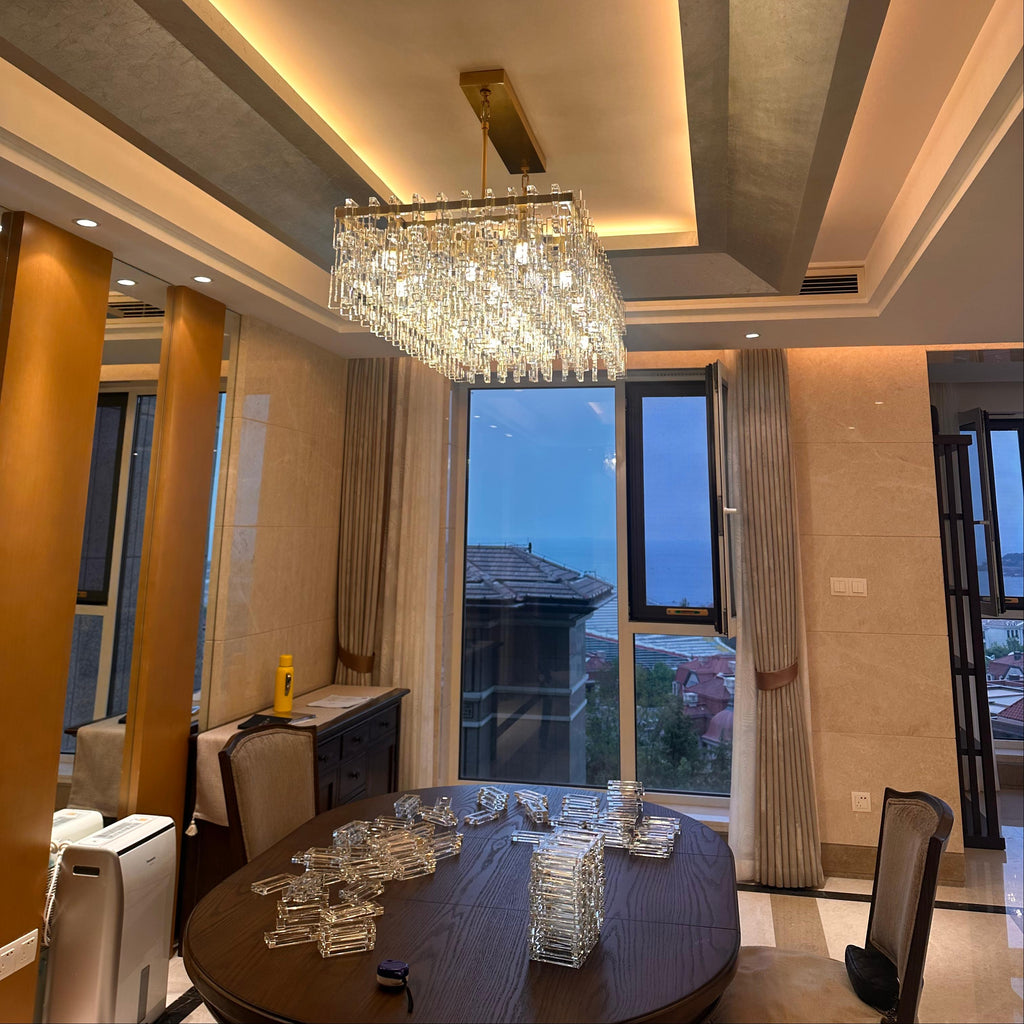 60 Inch Chain Crystal Rectangular Chandelier - Marignan