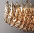 74 Inch Smoked Murano Glass Tiered Rectangular Chandelier - Chiara