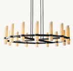 48 Inch Cylindrical Milk Glass Round Chandelier - Ravelle