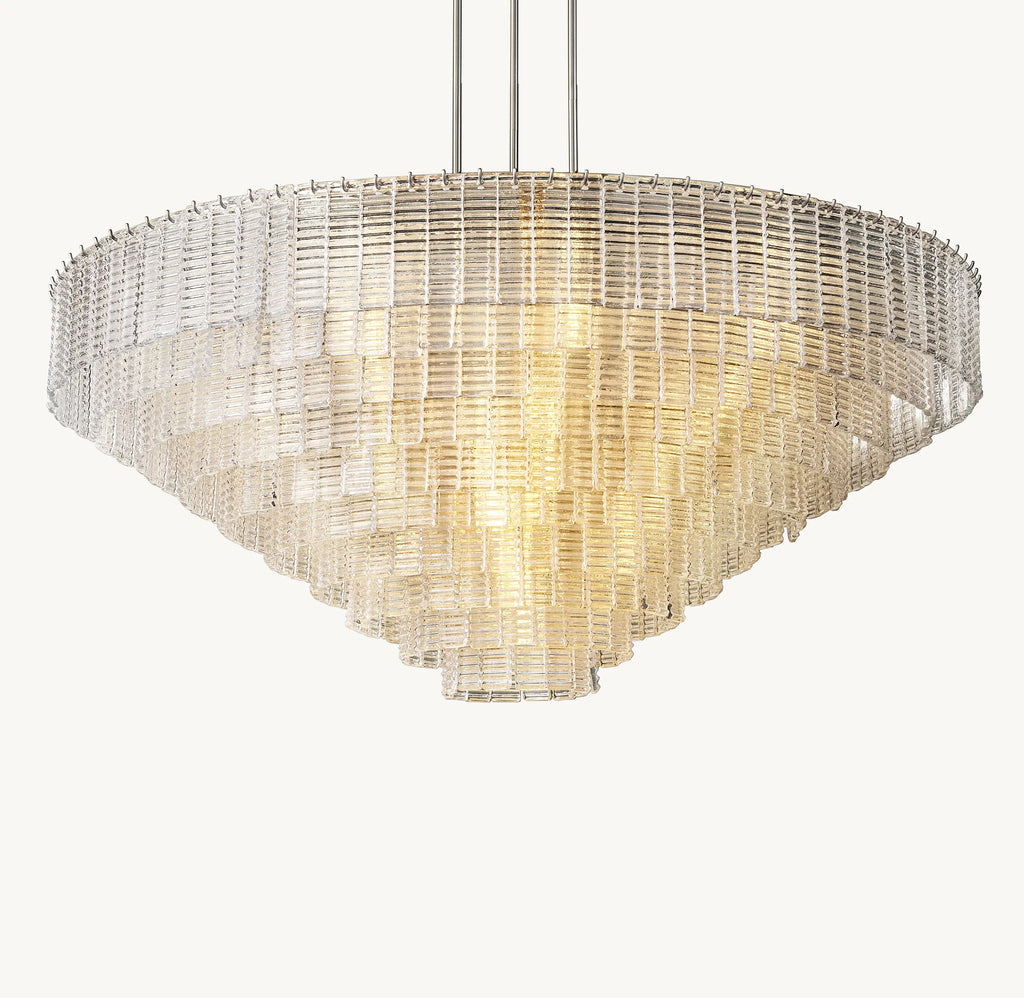 65 Inch Ribbed Clear Glass Tiered Chandelier - Sirene