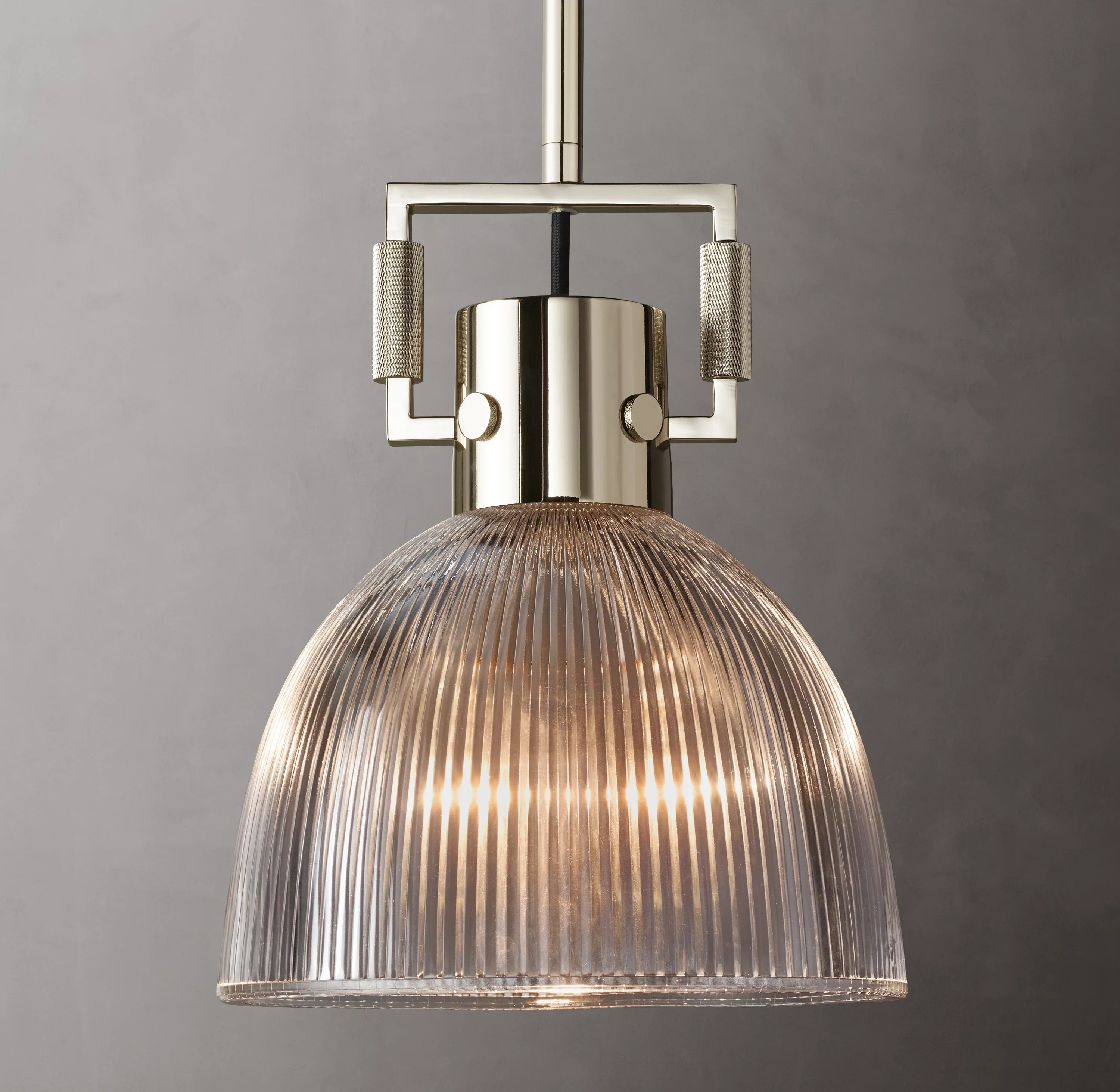 10 Inch Ribbed Glass Dome Pendant Light - Machinist