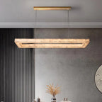 72 Inch Lueur Rectangular Alabaster Chandelier - Rivage