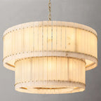 48 Inch Alabaster Two-Tier Chandelier - San Marco