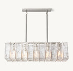 49 Inch Clear Hammered Glass Rectangular Chandelier - Lattice