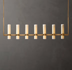 54 Inch Cylindrical Milk Glass Linear Chandelier - Ravelle