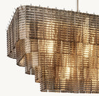 59 Inch Ribbed Smoked Glass Rectangular Chandelier - Sirene