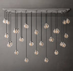 72 Inch Ribbed Glass Globe Rectangular Chandelier - Pearl