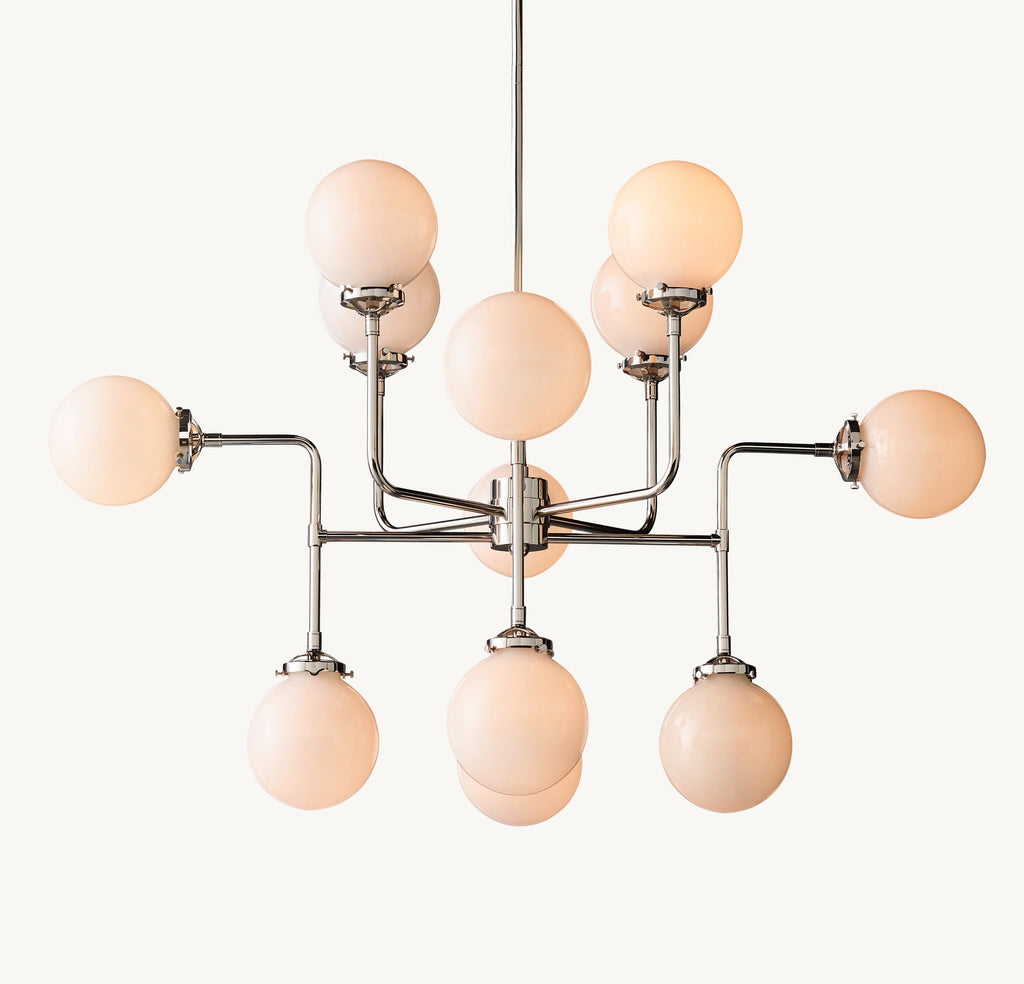 42 Inch Milk Glass Sputnik Globe Chandelier - Bistro
