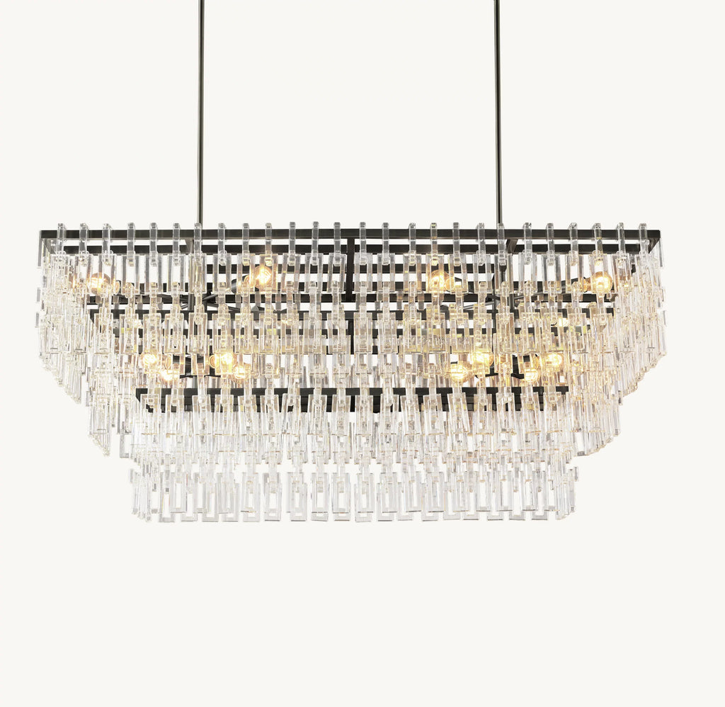 62 Inch Chain Crystal Tiered Rectangular Chandelier - Marignan
