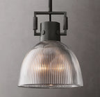 14 Inch Ribbed Glass Dome Pendant Light - Machinist