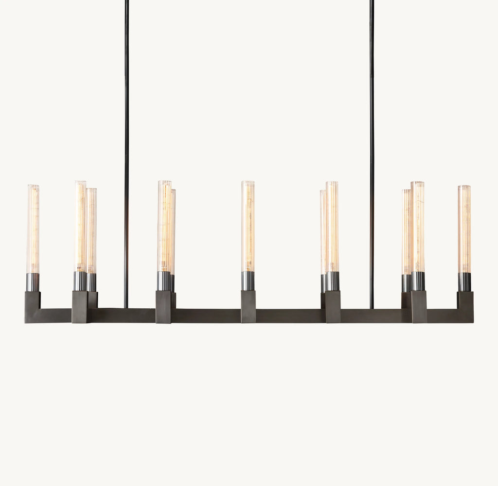 55 Inch Fluted-Glass Candlestick Linear Chandelier - Cannele