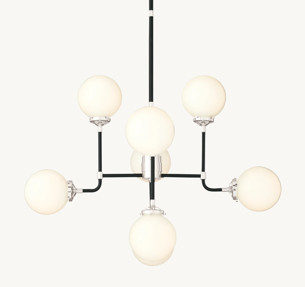 34 Inch Milk Glass Sputnik Globe Chandelier - Bistro