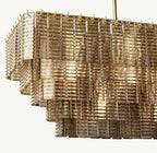 59 Inch Ribbed Smoked Glass Rectangular Chandelier - Sirene