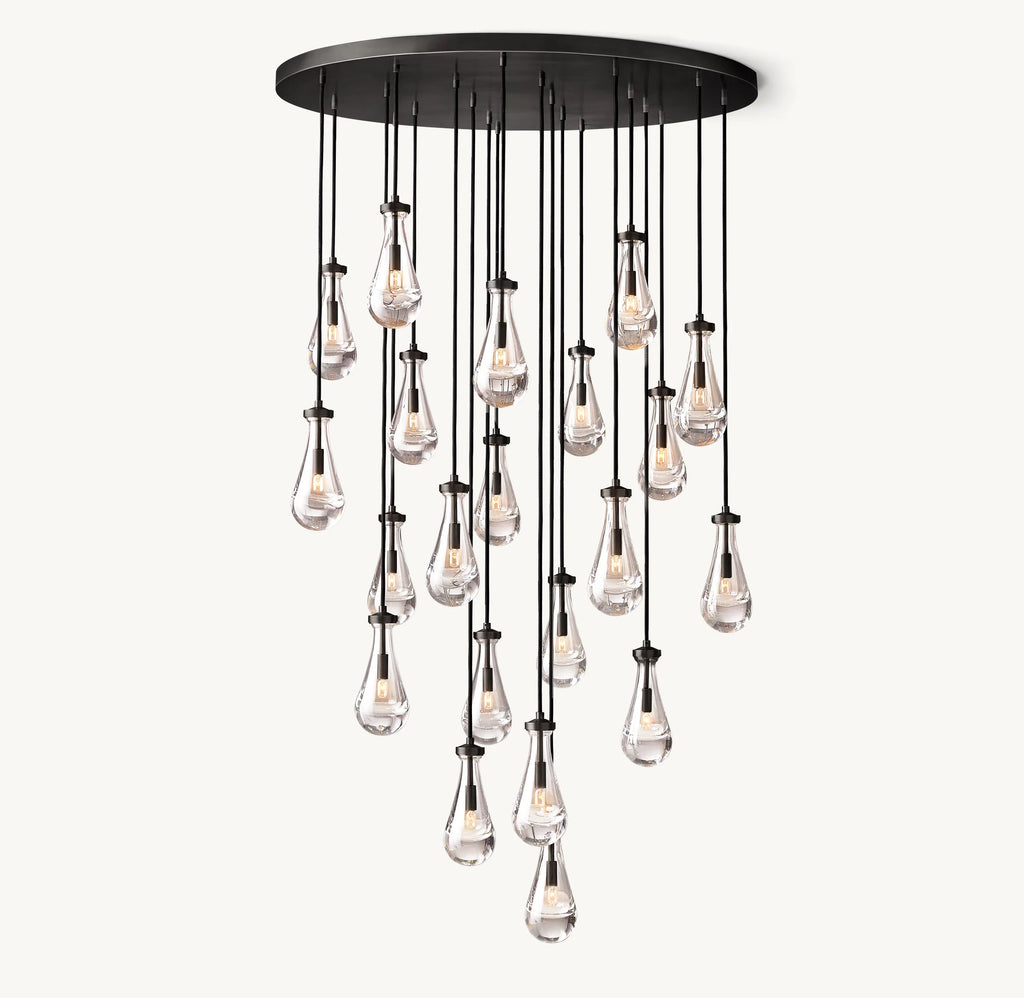 47 Inch Raindrop Glass Round Chandelier – Ava