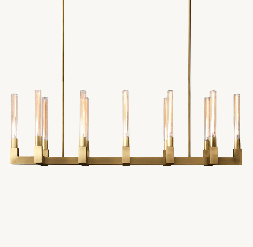55 Inch Fluted-Glass Candlestick Linear Chandelier - Cannele