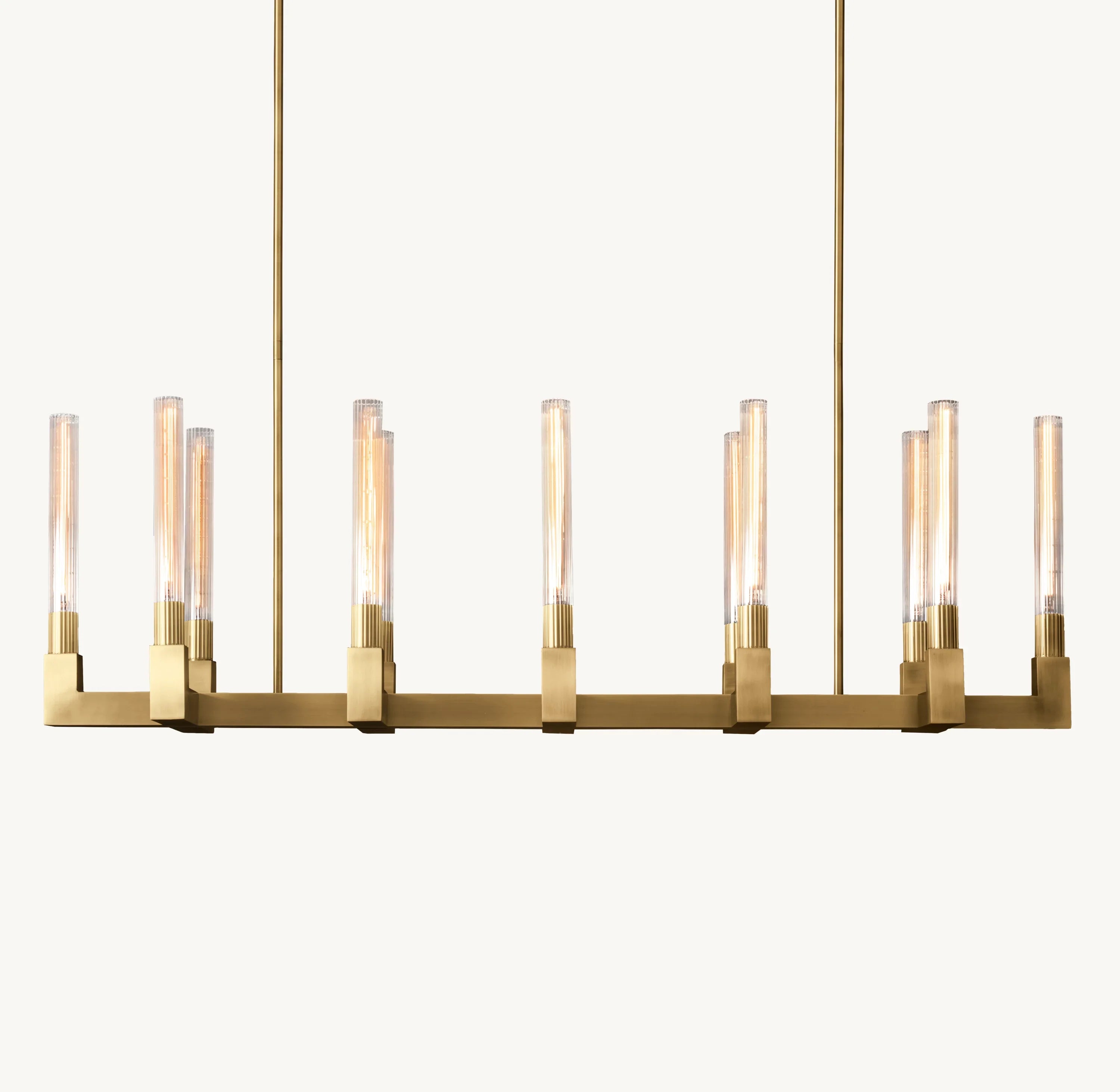 55 Inch Fluted-Glass Candlestick Linear Chandelier - Cannele