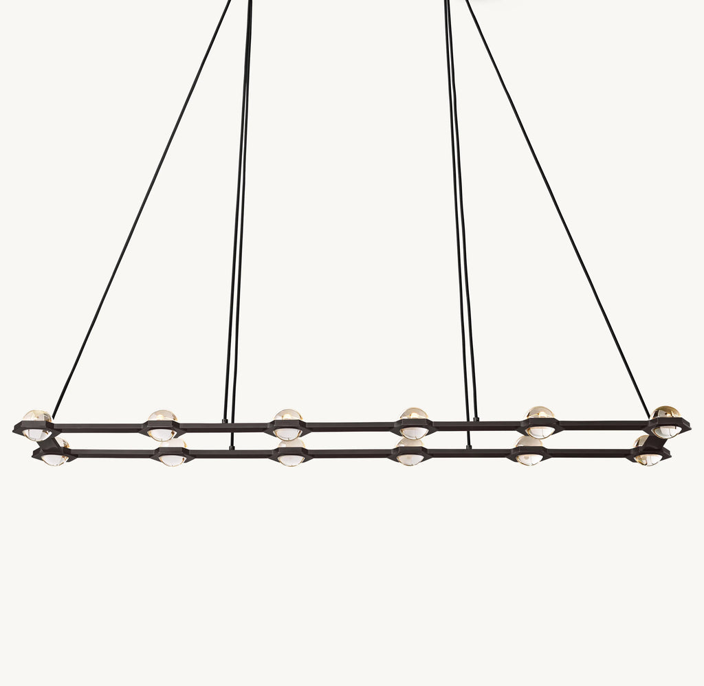 72 Inch Globe Crystal Rectangular Chandelier - Eclatant
