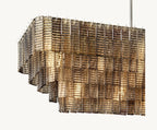 77 Inch Ribbed Smoked Glass Rectangular Chandelier - Sirene