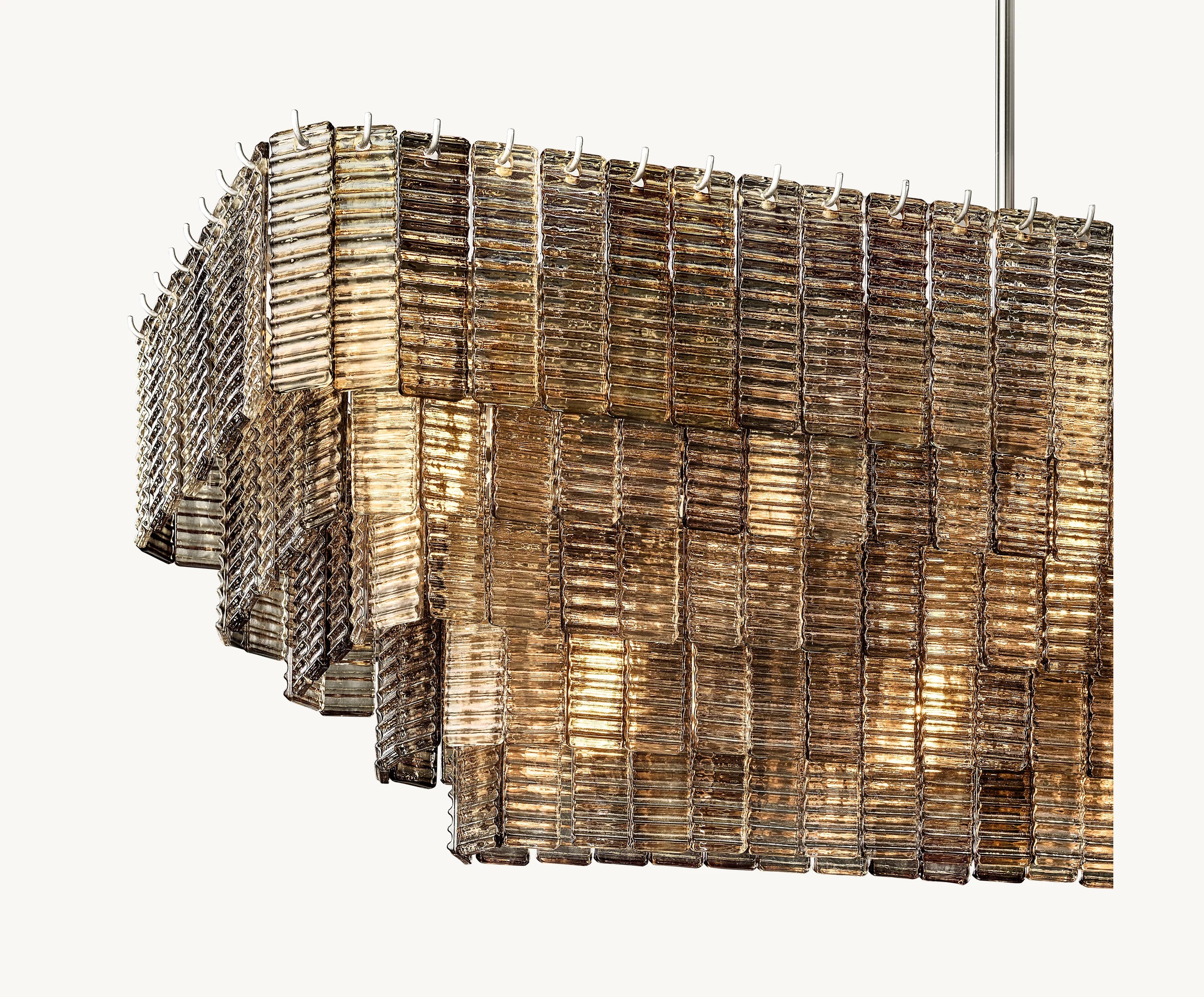 77 Inch Ribbed Smoked Glass Rectangular Chandelier - Sirene