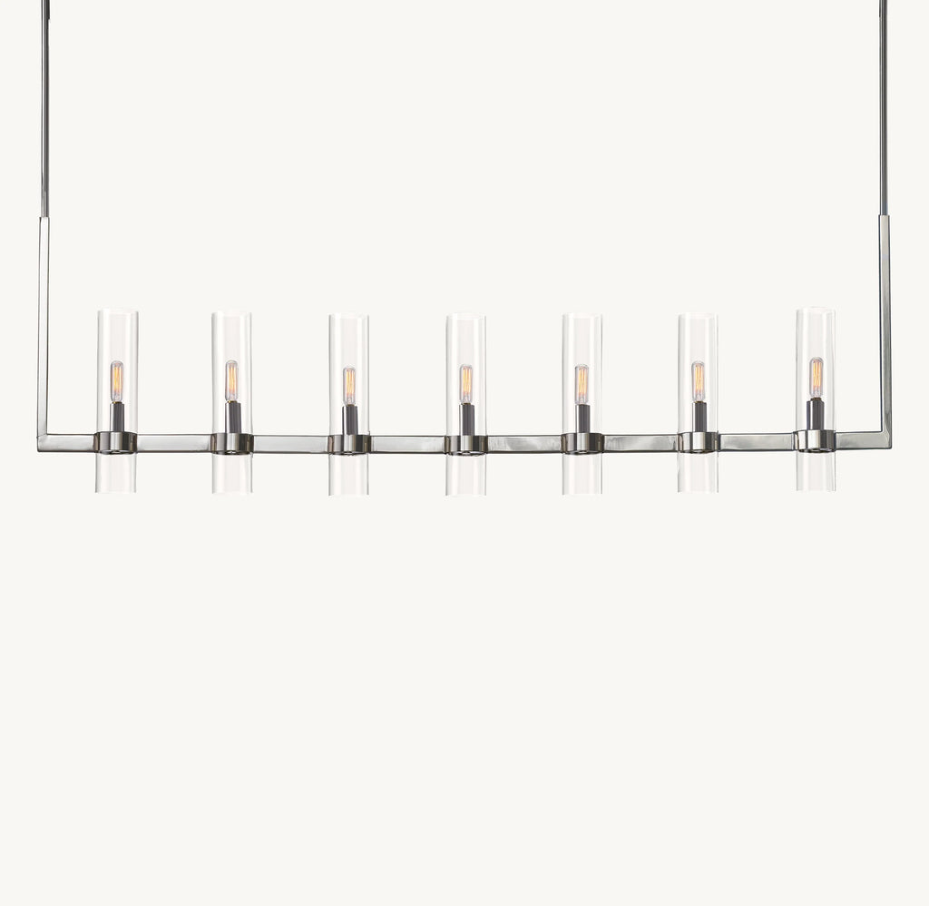 54 Inch Cylindrical Glass Candle Linear Chandelier - Ravelle