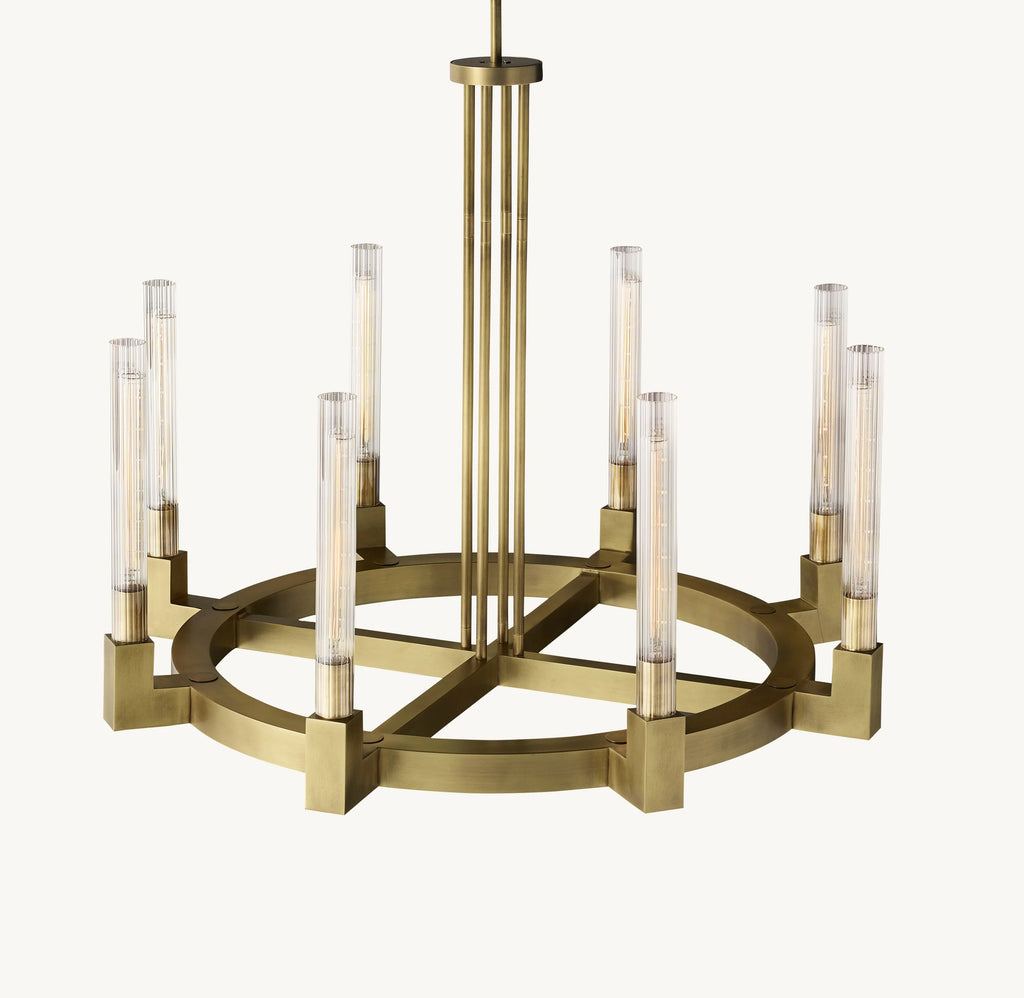 36 Inch Fluted-Glass Candlestick Round Chandelier - Cannele