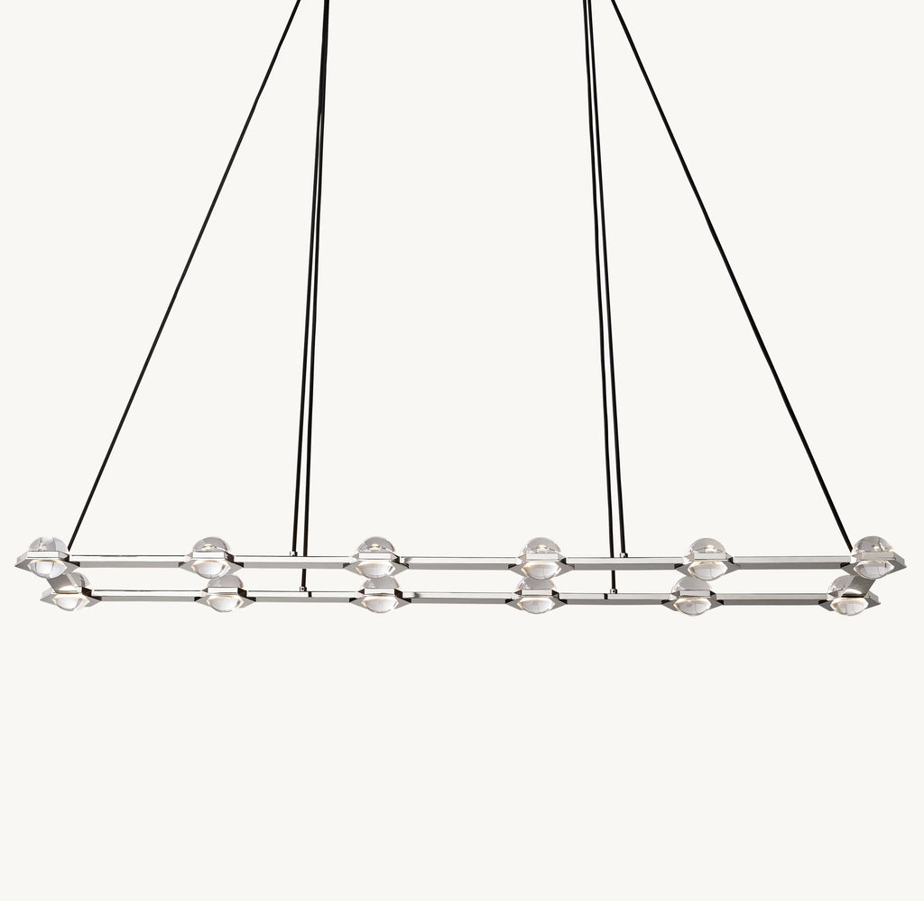 72 Inch Globe Crystal Rectangular Chandelier - Eclatant