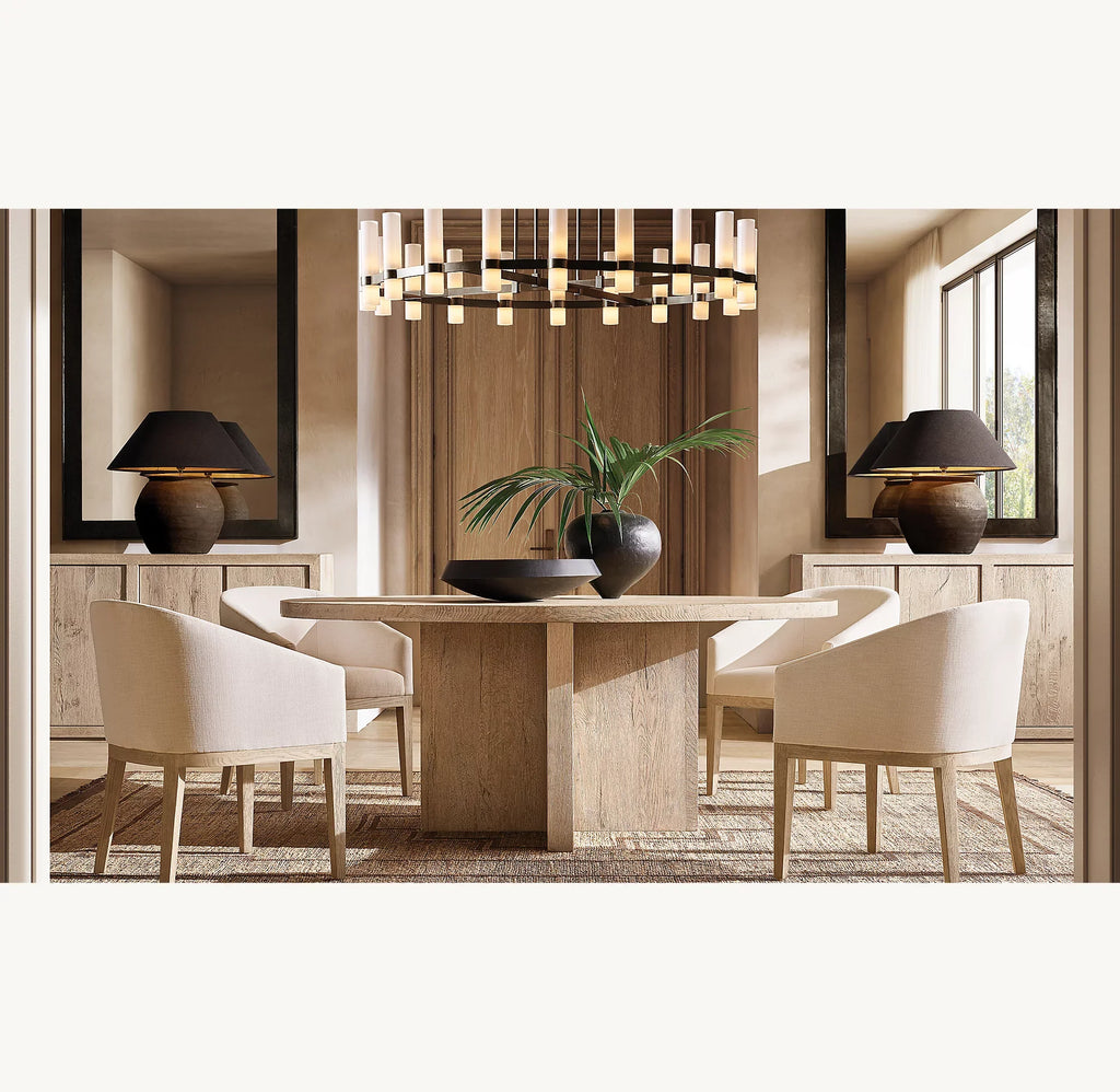 60 Inch Cylindrical Milk Glass Round Chandelier - Ravelle