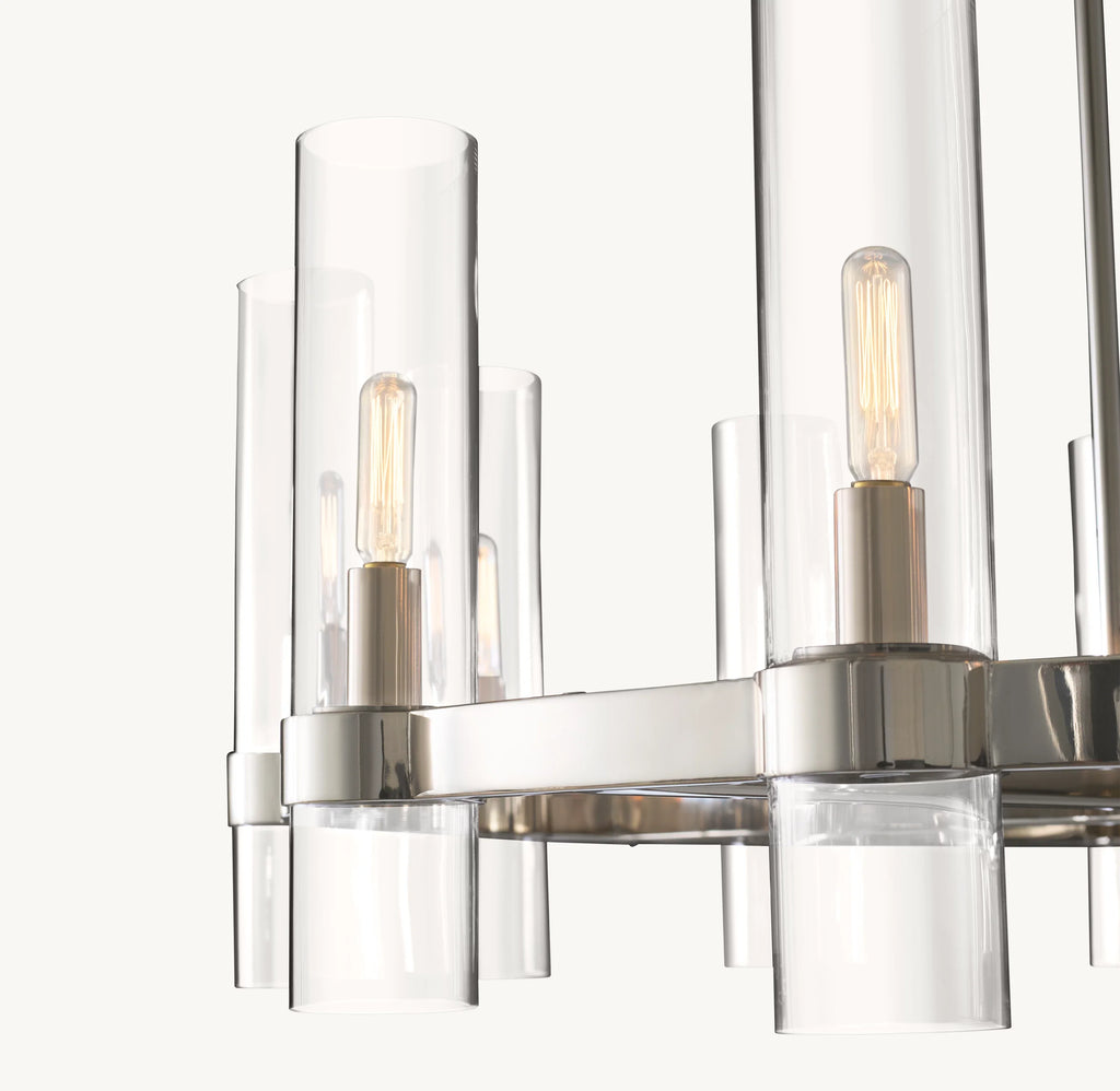 36 Inch Cylindrical Glass Candle Round Chandelier - Ravelle