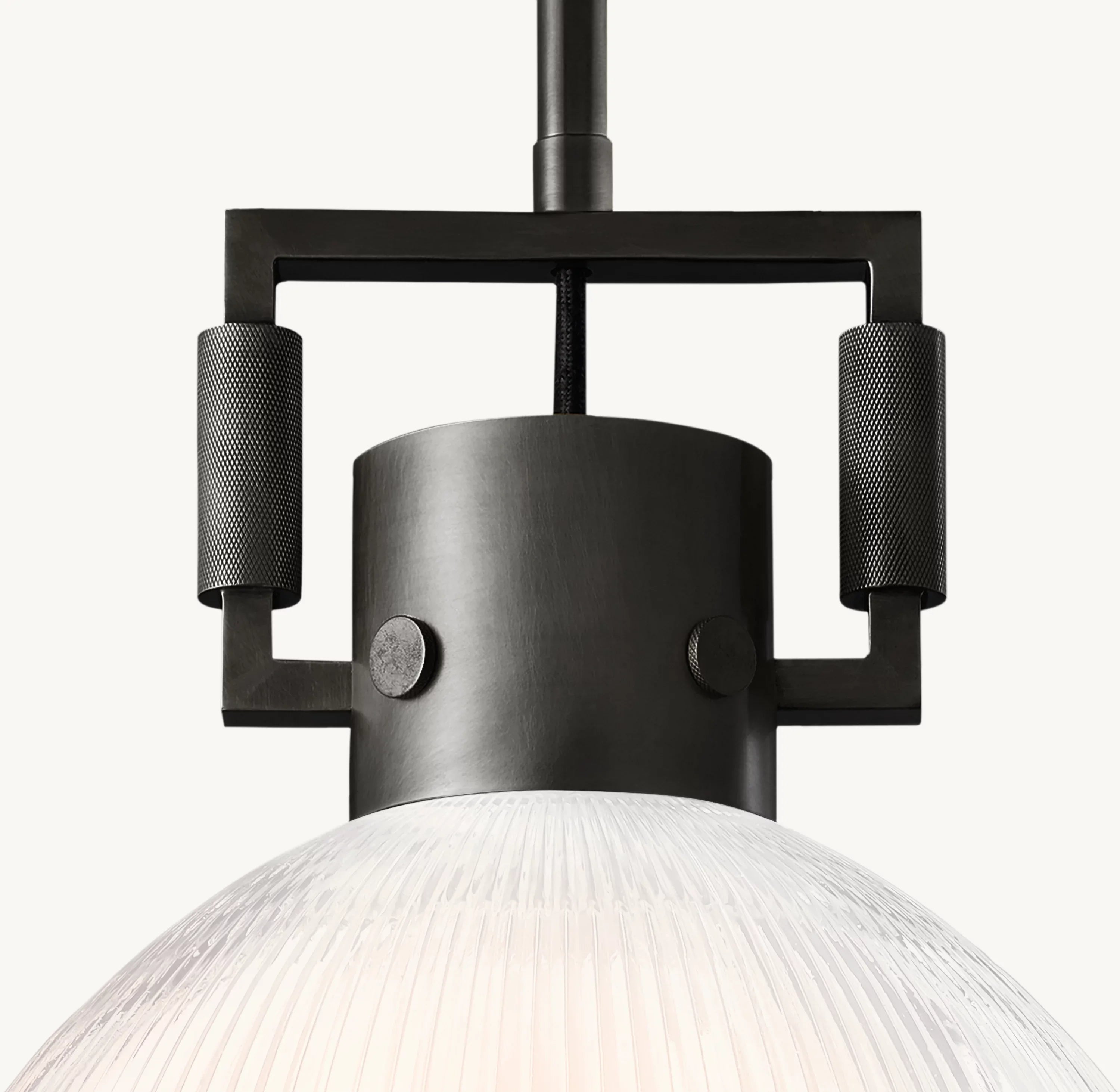 10 Inch Ribbed Glass Dome Pendant Light - Machinist