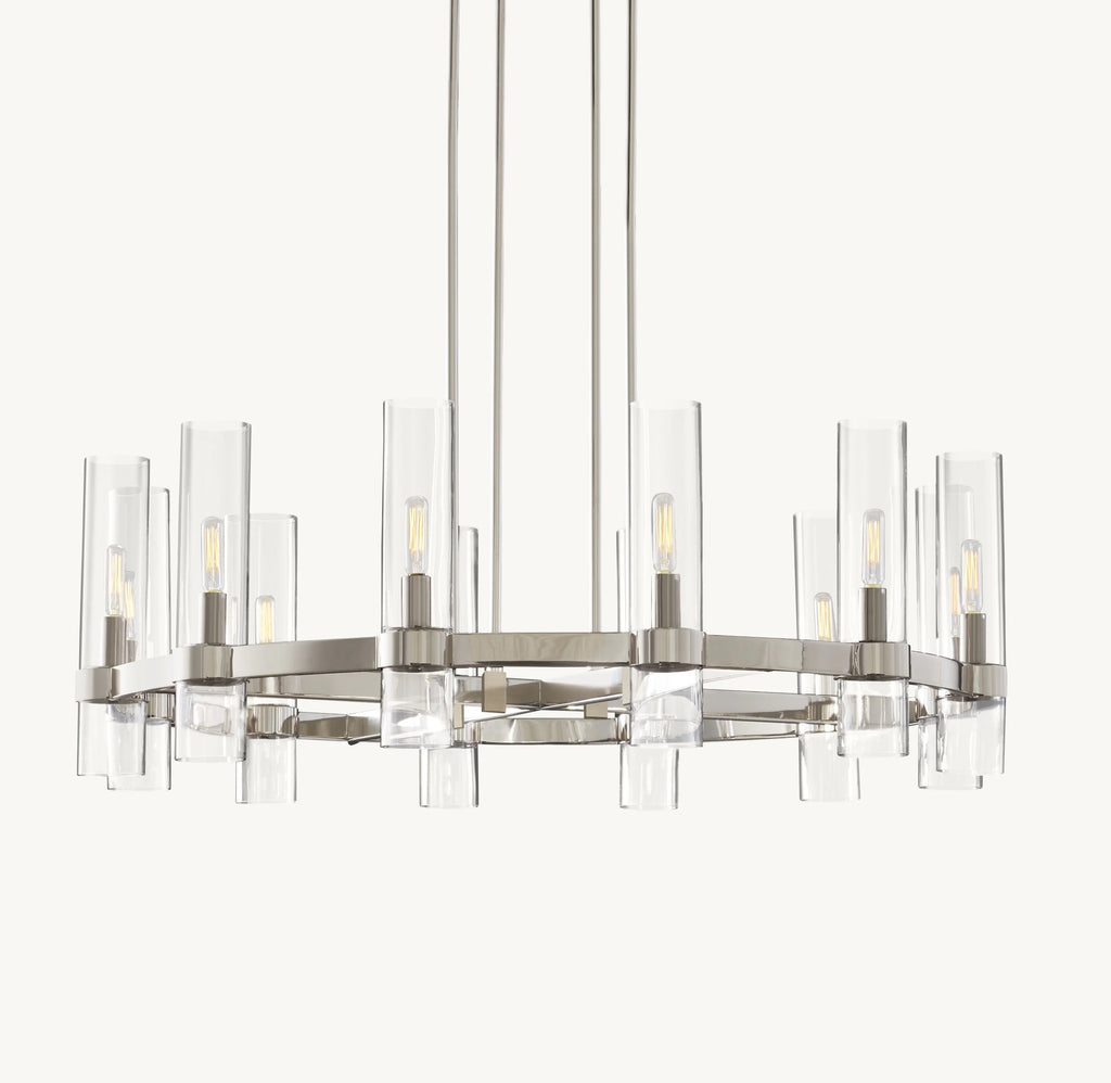 36 Inch Cylindrical Glass Candle Round Chandelier - Ravelle