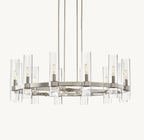 36 Inch Cylindrical Glass Candle Round Chandelier - Ravelle