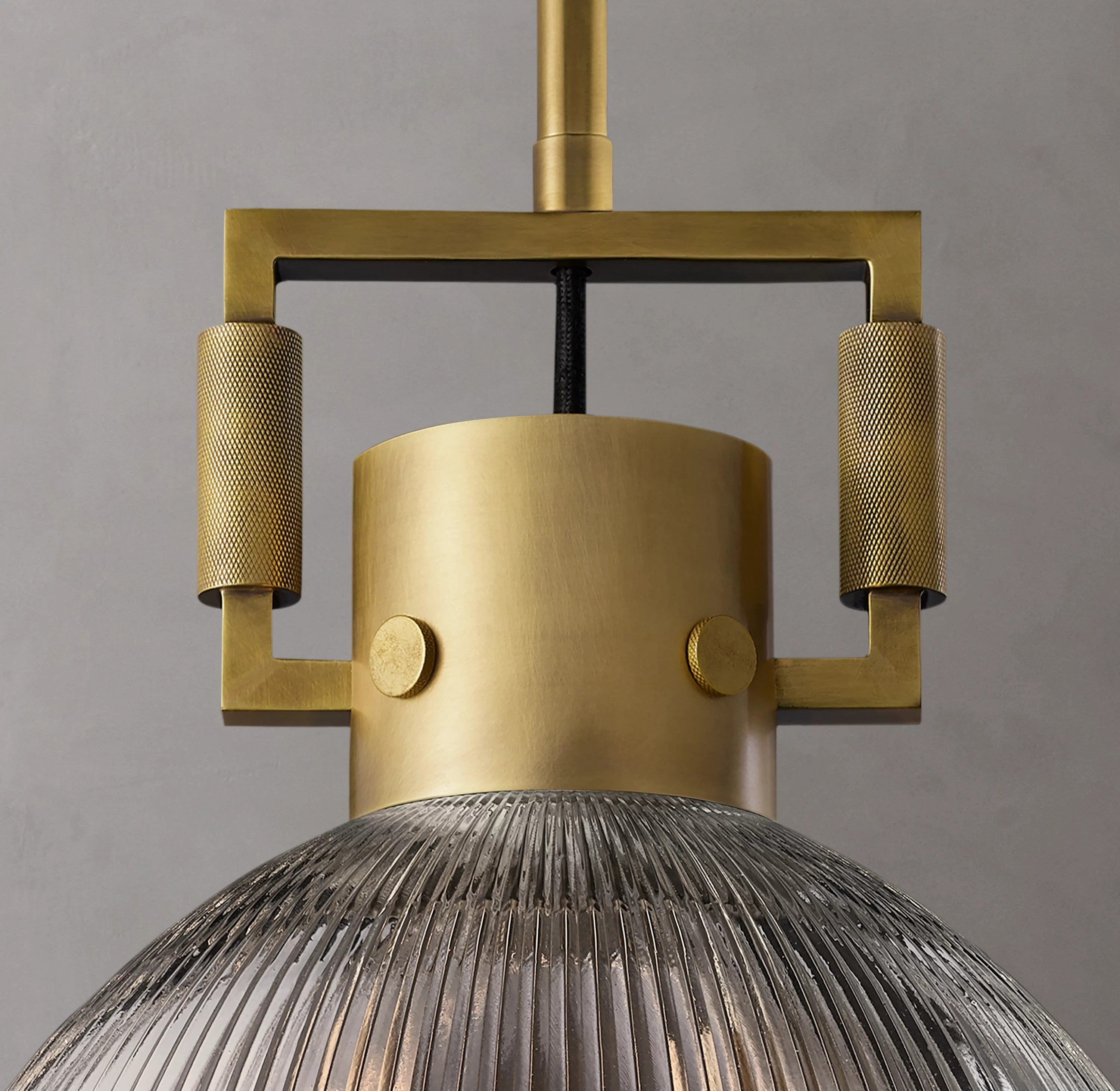 10 Inch Ribbed Glass Dome Pendant Light - Machinist