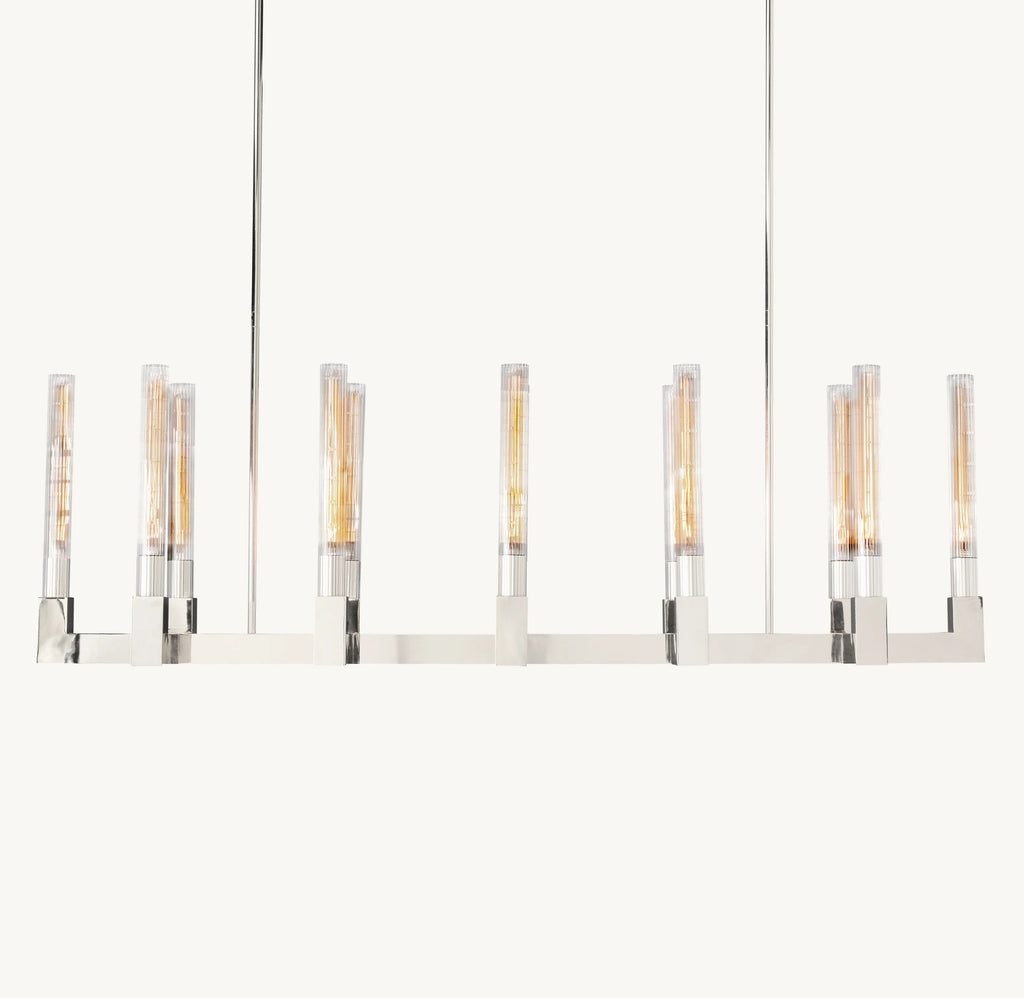 55 Inch Fluted-Glass Candlestick Linear Chandelier - Cannele