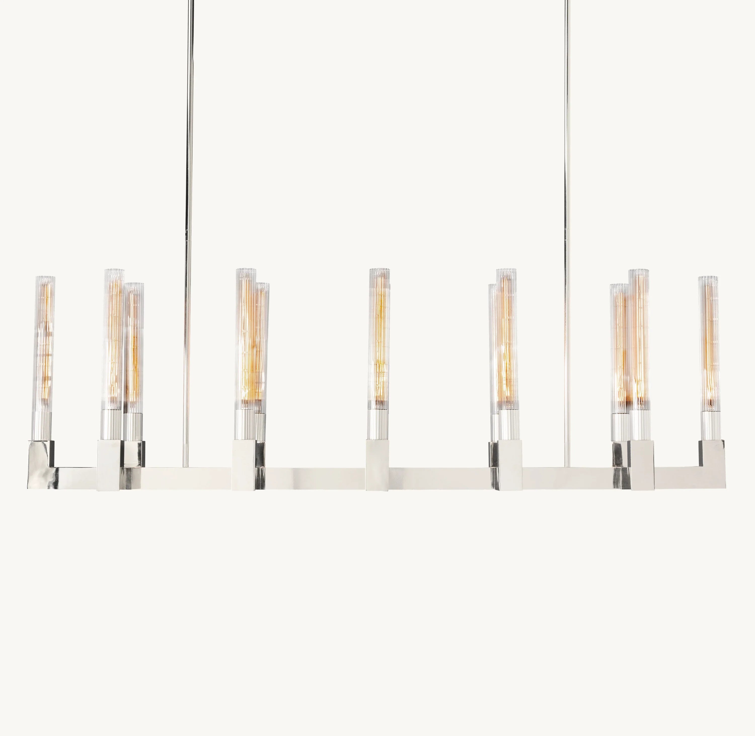 55 Inch Fluted-Glass Candlestick Linear Chandelier - Cannele
