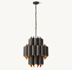 24 Inch Mid Century Modern Brass Chandelier - Cathedral