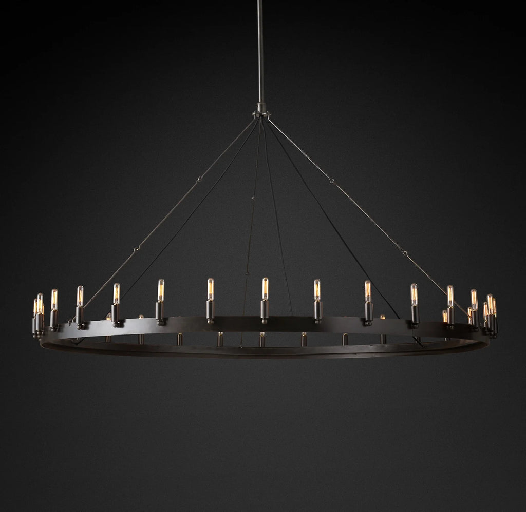 63 Inch Vintage Filament Tubular Candle Round Chandelier - Camino