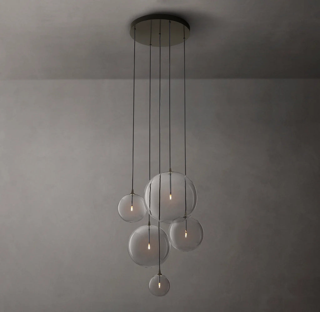28 Inch Blown Glass Globe Cluster Chandelier - Mobile