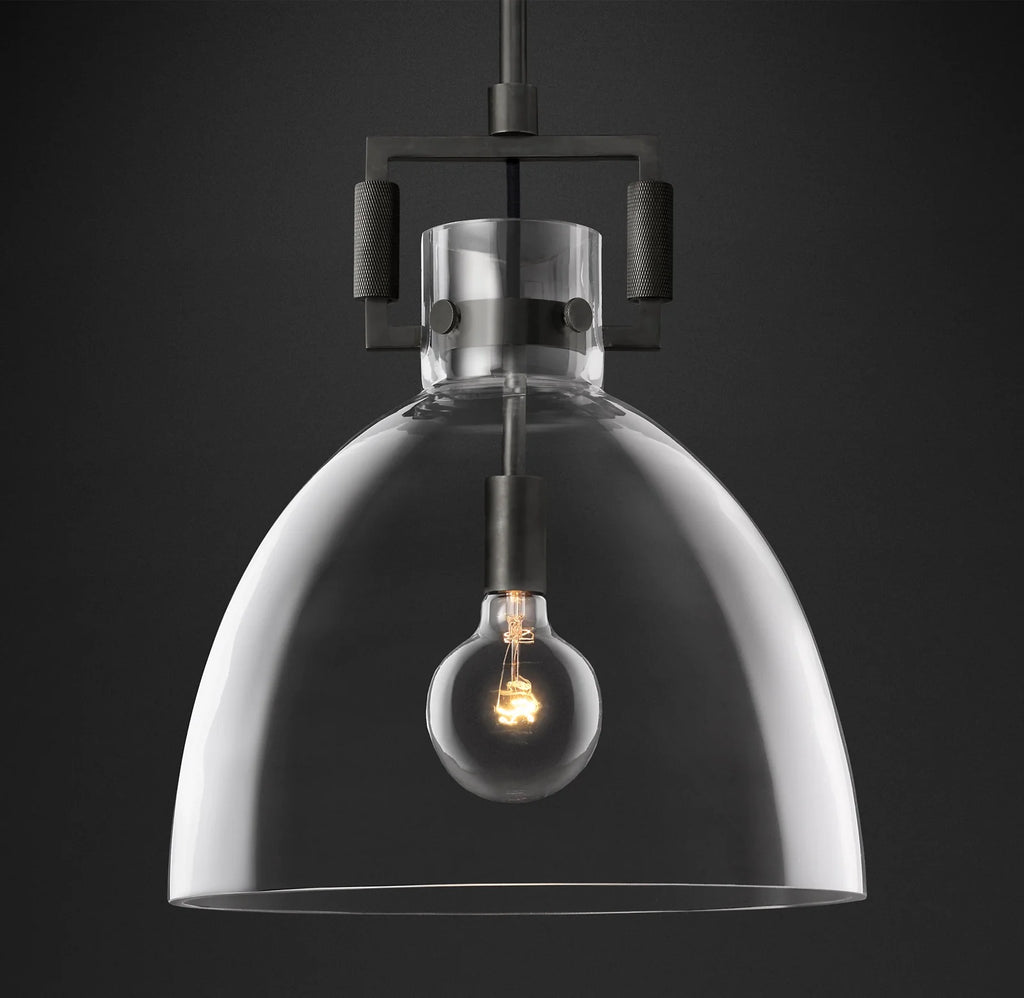 14 Inch Clear Glass Dome Pendant Light - Machinist