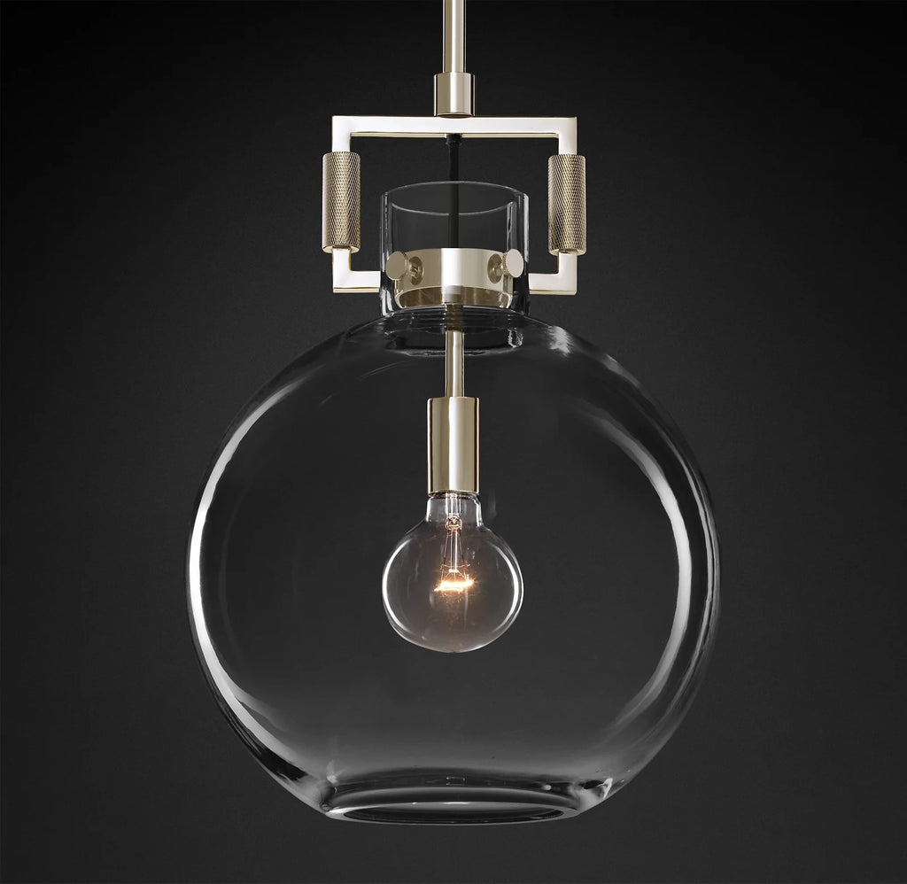 14 Inch Clear Glass Globe Pendant Light - Machinist