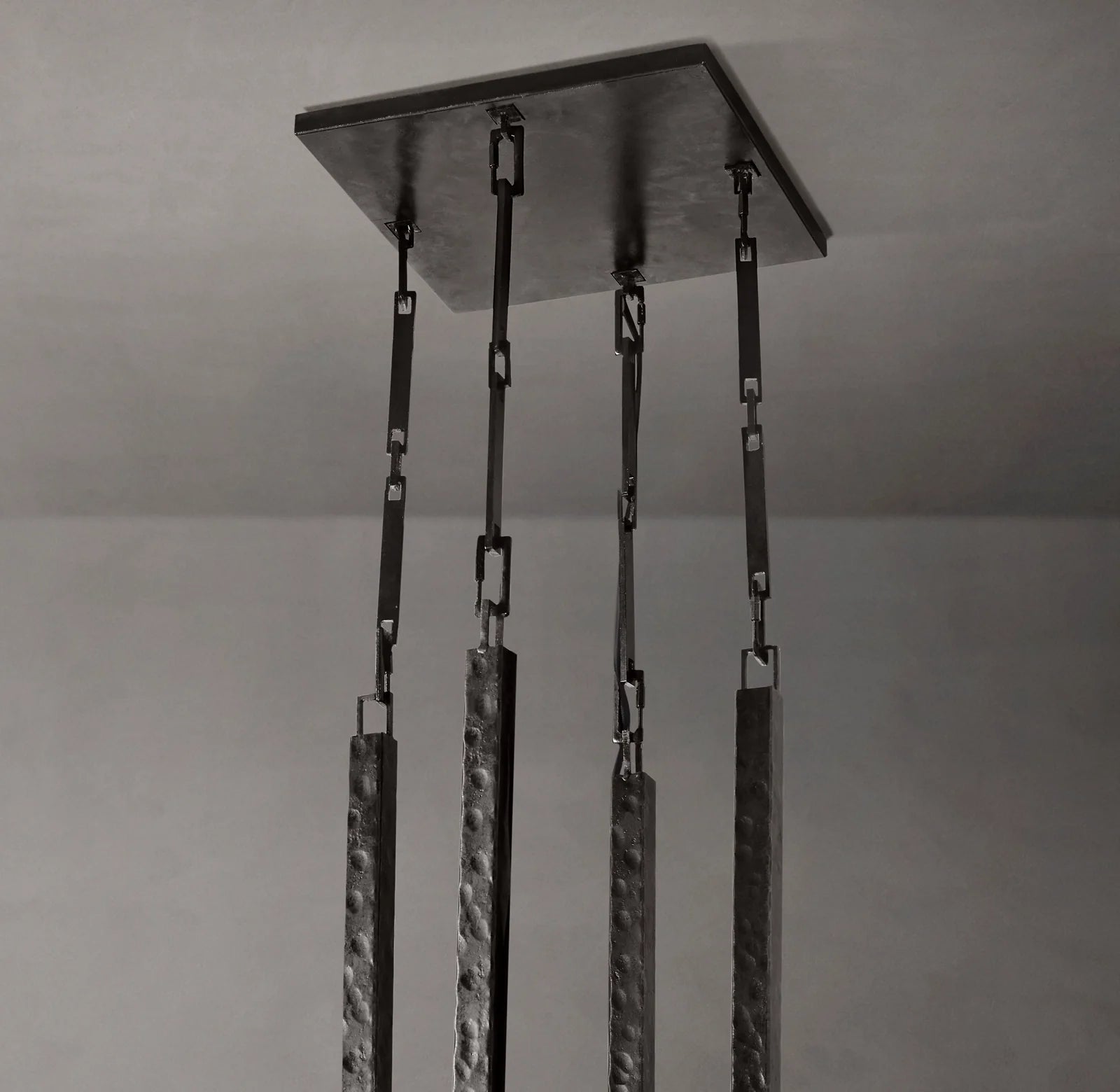 60 Inch Hammered Metal Arm Shaded Chandelier – Wright