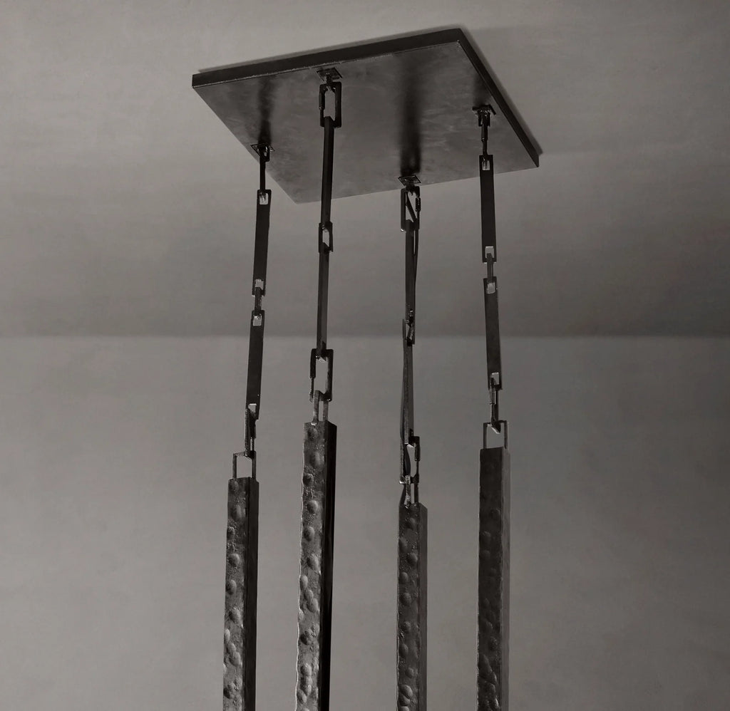 48 Inch Hammered Metal Arm Shaded Chandelier – Wright