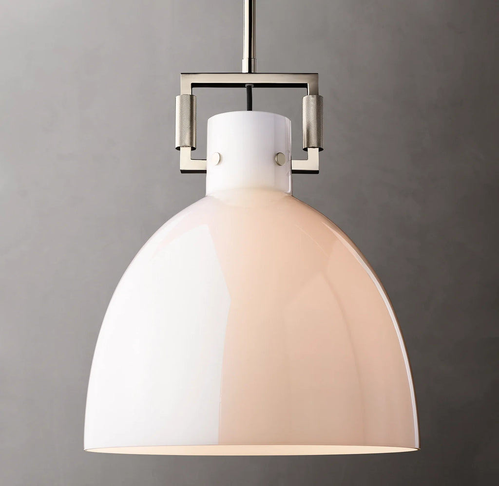 18 Inch Milk Glass Dome Pendant Light - Machinist