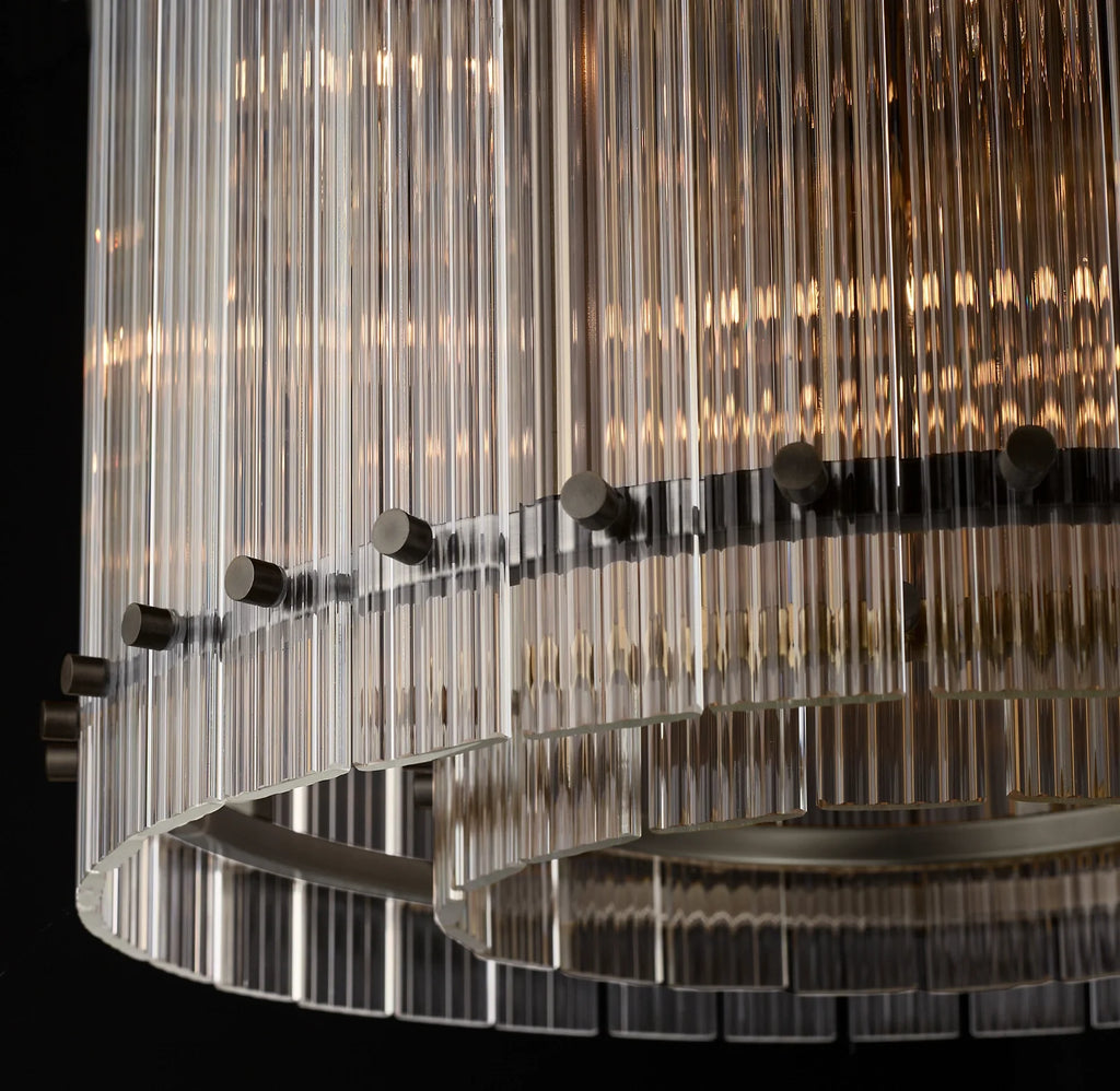 37 Inch Ribbed Glass Round Chandelier - San Marco