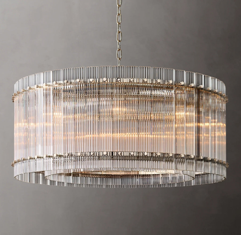 37 Inch Ribbed Glass Round Chandelier - San Marco