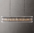 54 Inch Ribbed Glass Rectangular Chandelier - San Marco