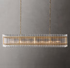 54 Inch Ribbed Glass Rectangular Chandelier - San Marco