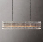 54 Inch Ribbed Glass Rectangular Chandelier - San Marco