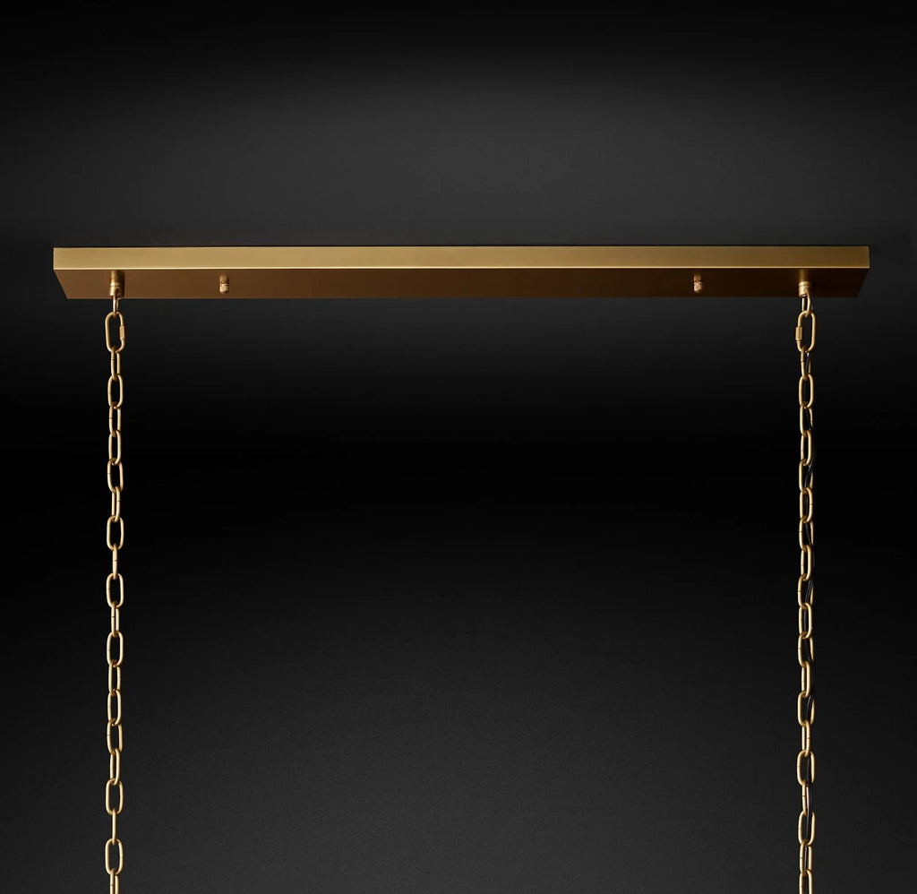 72 Inch Ribbed Glass Rectangular Chandelier - San Marco